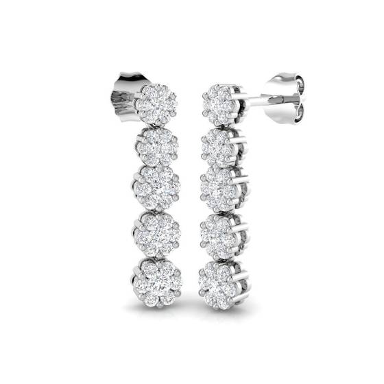 0.85ct SI2/G Round cut Diamond Drop Earrings in 18k White Gold