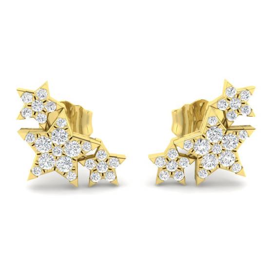 0.20ct SI2/G Round cut Diamond Cluster Earrings in 9k Yellow Gold