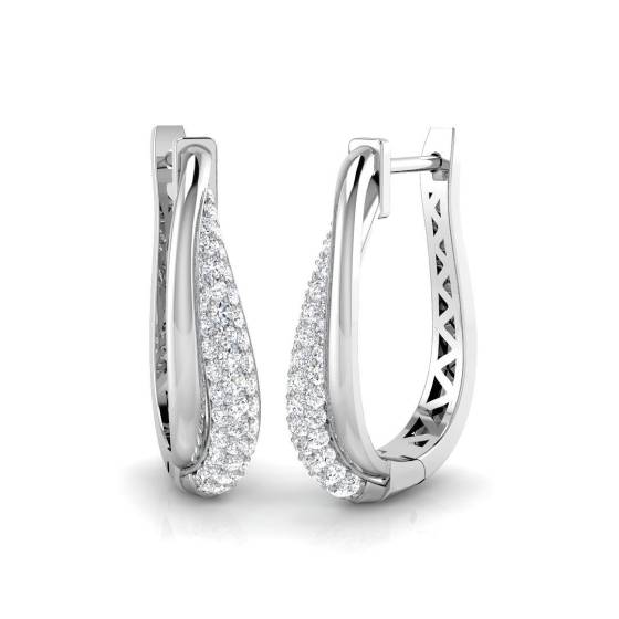 0.75ct SI2/G Round cut Diamond Hoop Earrings in 18k White Gold