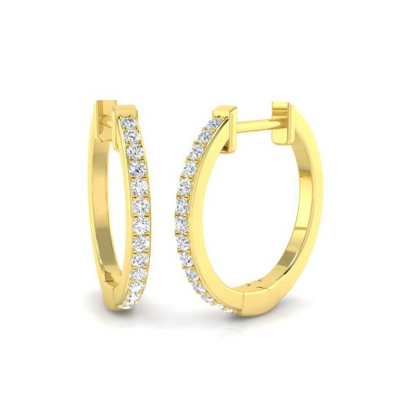 0.16ct SI2/G Round cut Diamond Hoop Earrings in 9k Yellow Gold