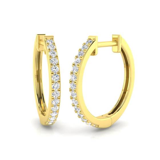 0.23ct I1/G Round cut Diamond Hoop Earrings in 9k Yellow Gold