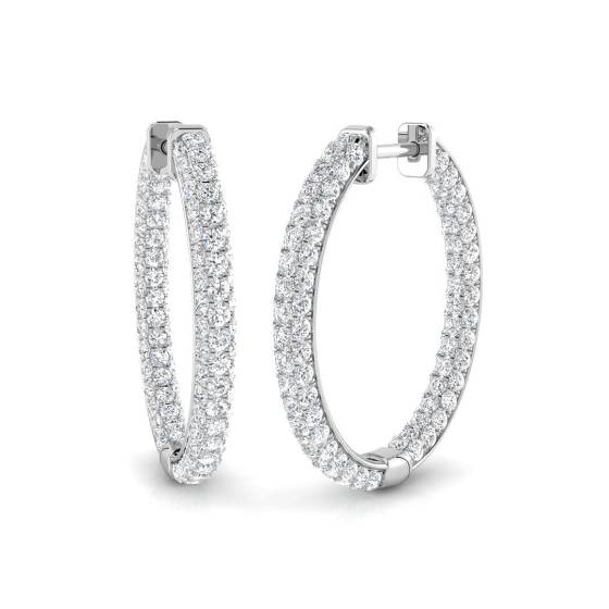 2.60ct SI2/G Round cut Diamond Hoop Earrings in 18k White Gold