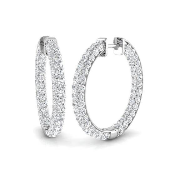 5.01ct SI2/G Round cut Diamond Hoop Earrings in 18k White Gold