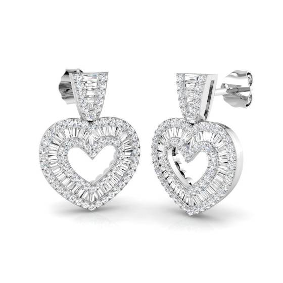 1.29ct SI2/G Round cut Diamond Drop Earrings in 9k White Gold