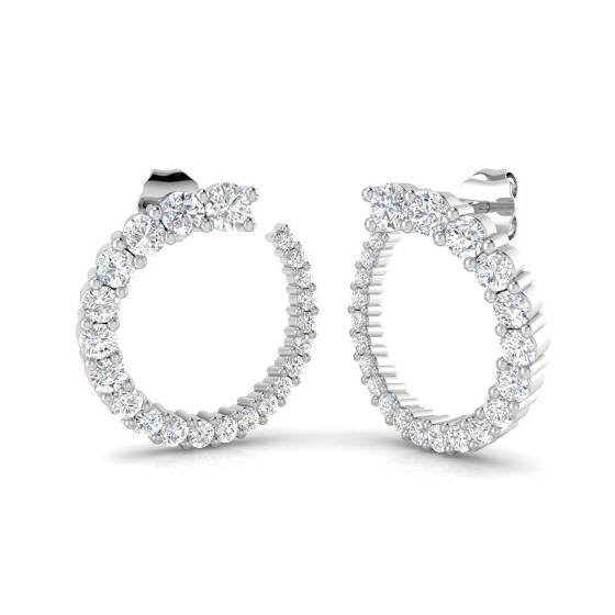 1.49ct VS/F Round cut Labgrown Diamond Hoop Earrings in 18k White Gold