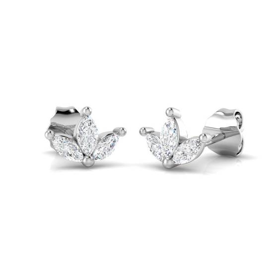 0.31ct SI2/G Marquise cut Diamond Cluster Earrings in 18k White Gold