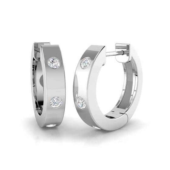 0.19ct SI2/G Round cut Diamond Hoop Earrings in 9k White Gold