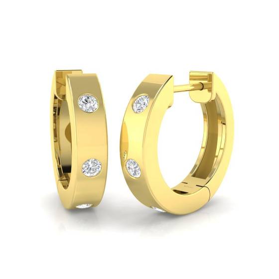 0.19ct SI2/G Round cut Diamond Hoop Earrings in 9k Yellow Gold