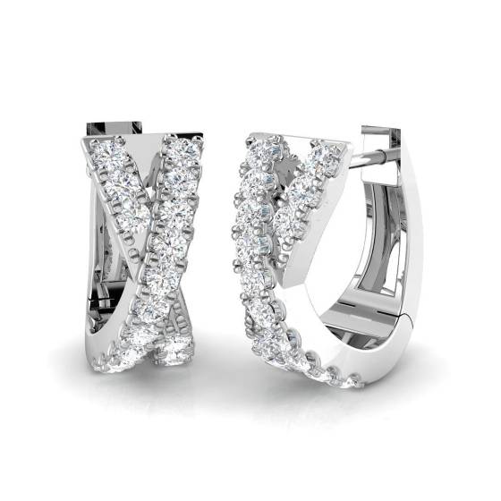 0.39ct SI2/G Round cut Diamond Hoop Earrings in 18k White Gold