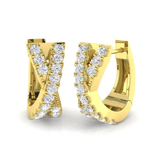 0.39ct SI2/G Round cut Diamond Hoop Earrings in 18k Yellow Gold