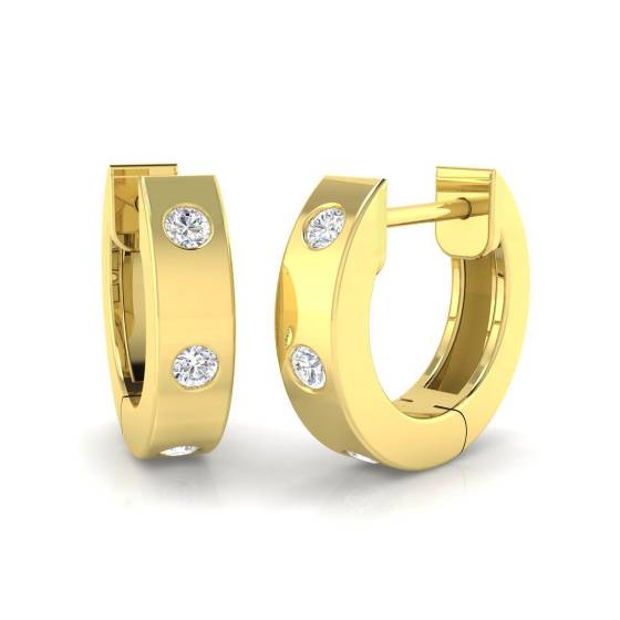 0.12ct SI2/G Round cut Diamond Hoop Earrings in 9k Yellow Gold