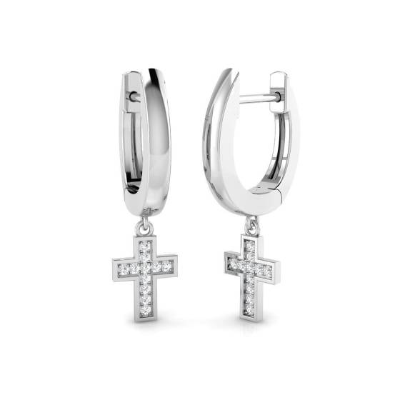 0.05ct SI2/G Round cut Diamond Drop Earrings in 9k White Gold