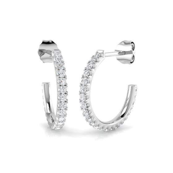 0.56ct SI2/G Round cut Diamond Hoop Earrings in 18k White Gold