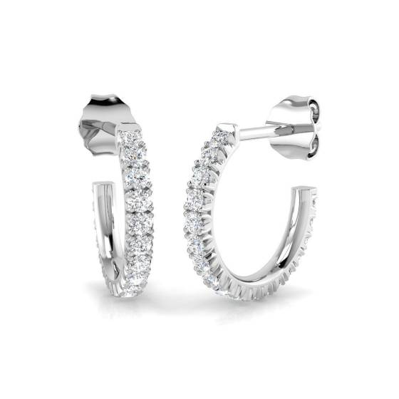 0.47ct SI2/G Round cut Diamond Hoop Earrings in 18k White Gold