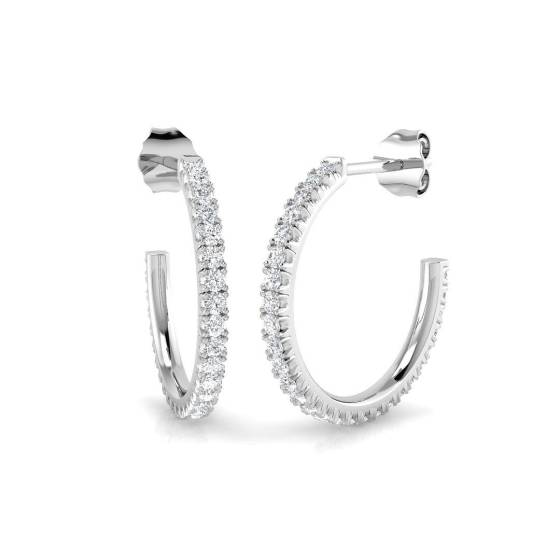 0.69ct SI2/G Round cut Diamond Hoop Earrings in 18k White Gold