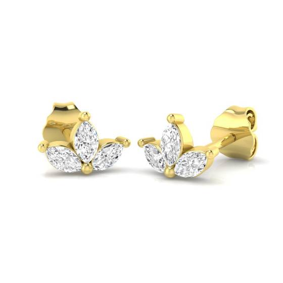 0.35ct SI2/G Marquise cut Diamond Cluster Earrings in 18k Yellow Gold