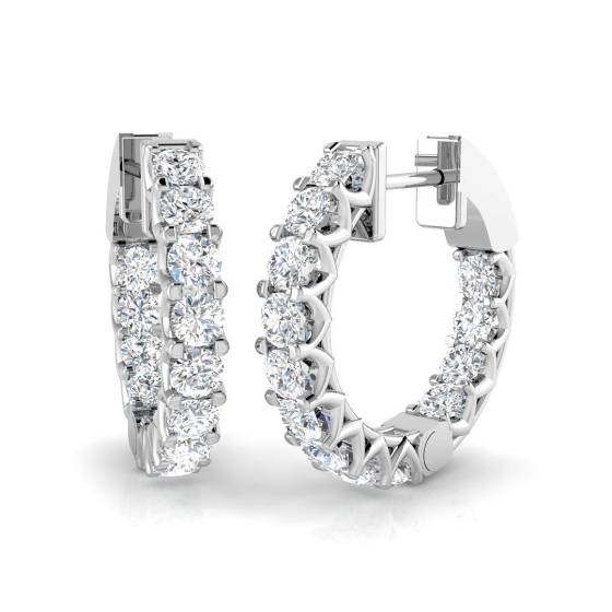 1.45ct SI2/G Round cut Diamond Hoop Earrings in 18k White Gold