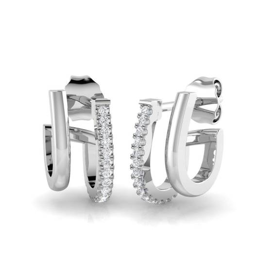 0.08ct SI2/G Round cut Diamond Hoop Earrings in 9k White Gold