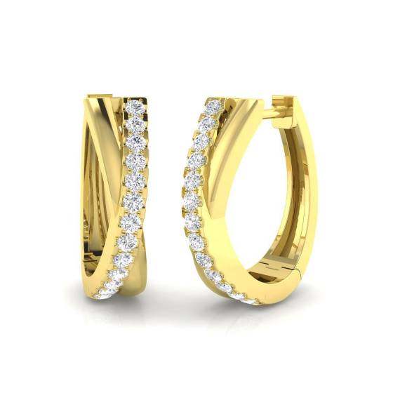 0.44ct SI2/G Round cut Diamond Hoop Earrings in 9k Yellow Gold