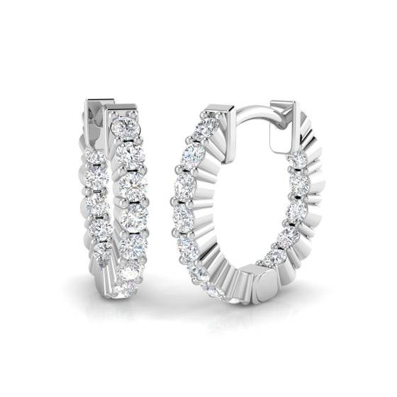 0.51ct SI2/G Round cut Diamond Hoop Earrings in 18k White Gold