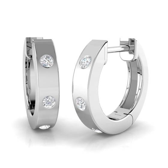 0.11ct SI2/G Round cut Diamond Hoop Earrings in 9k White Gold