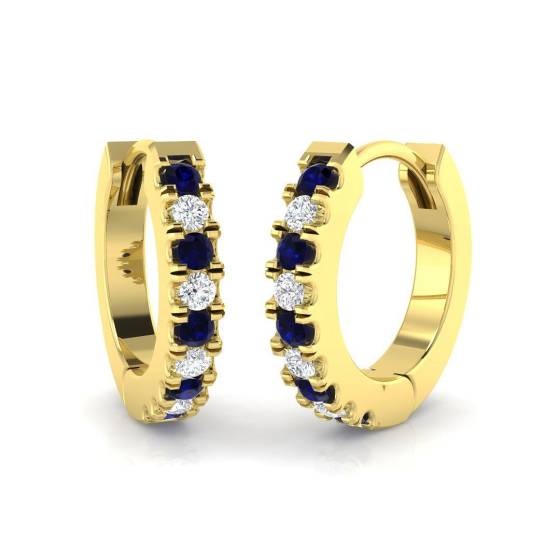 0.32ct SI2/G Round cut Blue Sapphire Gemstone Earrings in 18k Yellow Gold