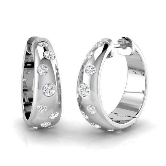 0.51ct SI2/G Round cut Diamond Hoop Earrings in 9k White Gold