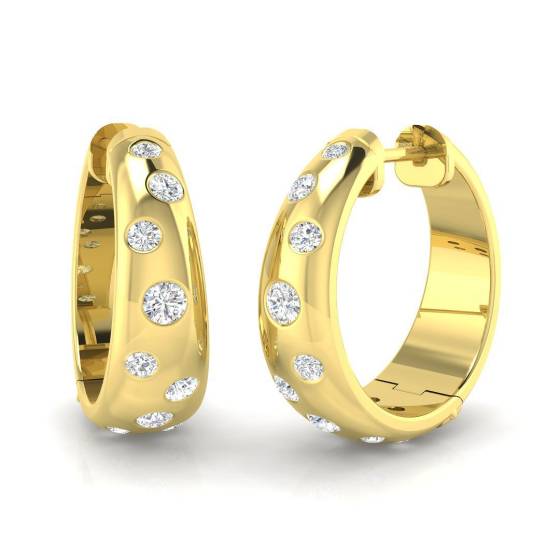 0.51ct SI2/G Round cut Diamond Hoop Earrings in 9k Yellow Gold