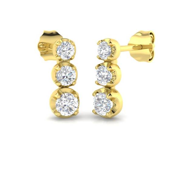 0.47ct SI2/G Round cut Diamond Drop Earrings in 18k Yellow Gold