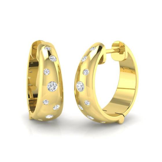 0.25ct SI2/G Round cut Diamond Hoop Earrings in 9k Yellow Gold