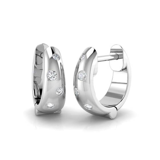 0.10ct SI2/G Round cut Diamond Hoop Earrings in 9k White Gold