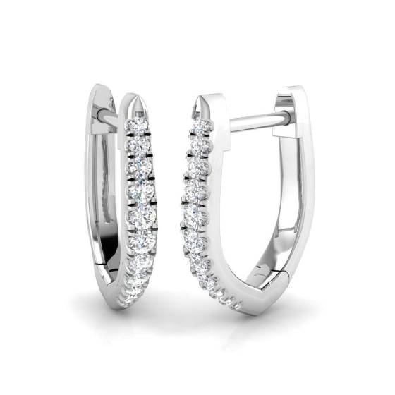 0.12ct SI2/G Round cut Diamond Hoop Earrings in 18k White Gold