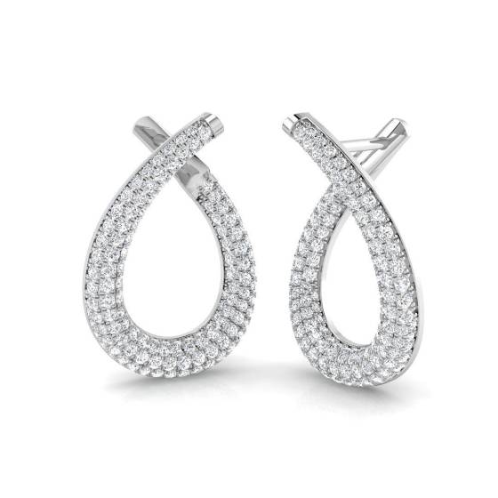 1.01ct SI2/G Round cut Diamond Hoop Earrings in 18k White Gold