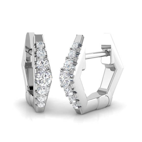 0.15ct SI2/G Round cut Diamond Hoop Earrings in 18k White Gold