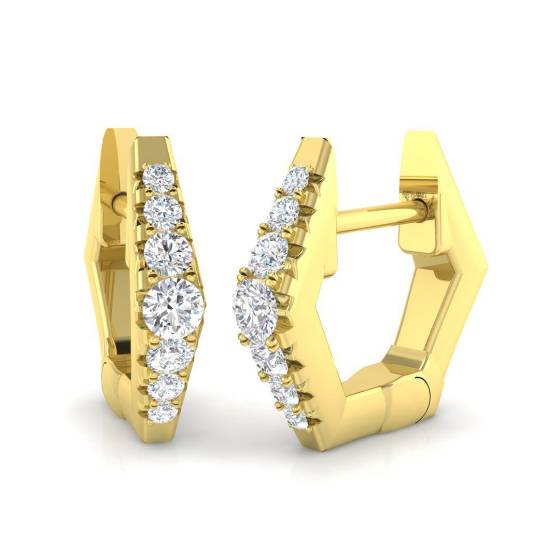 0.15ct SI2/G Round cut Diamond Hoop Earrings in 9k Yellow Gold