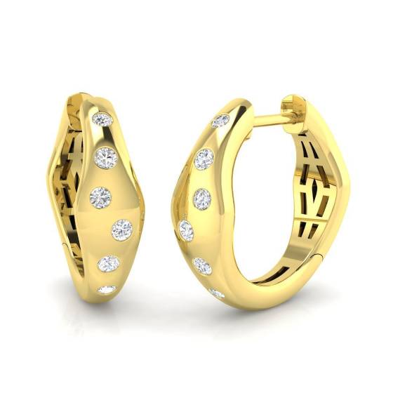 0.20ct SI2/G Round cut Diamond Hoop Earrings in 18k Yellow Gold