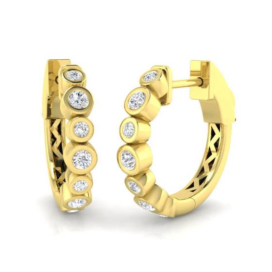 0.30ct SI2/G Round cut Diamond Hoop Earrings in 18k Yellow Gold