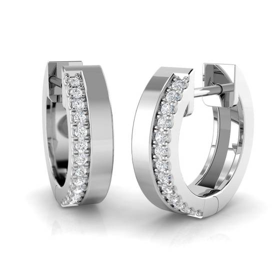 0.12ct SI2/G Round cut Diamond Hoop Earrings in 9k White Gold