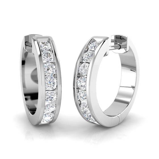 0.71ct SI2/G Round cut Diamond Hoop Earrings in 18k White Gold