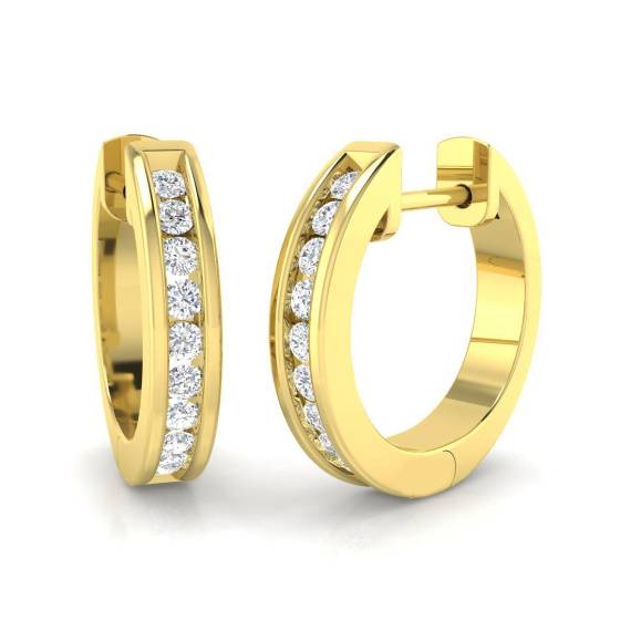 0.24ct SI2/G Round cut Diamond Hoop Earrings in 18k Yellow Gold