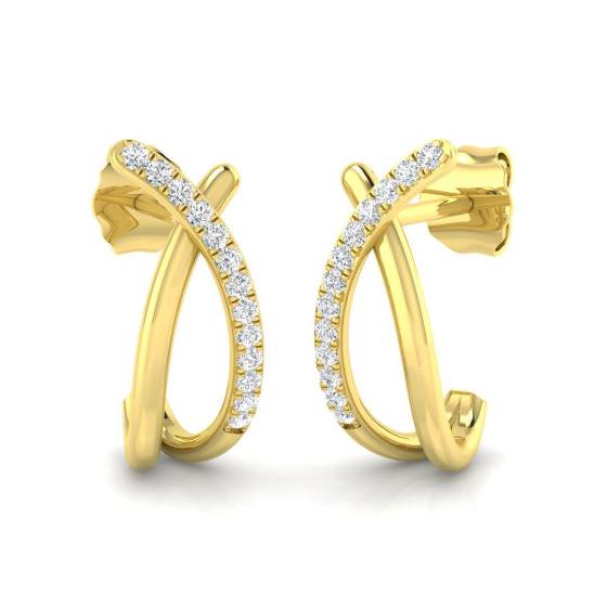 0.11ct SI2/G Round cut Diamond Hoop Earrings in 18k Yellow Gold