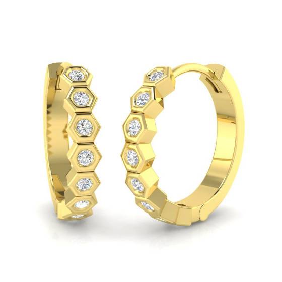 0.22ct SI2/G Round cut Diamond Hoop Earrings in 9k Yellow Gold