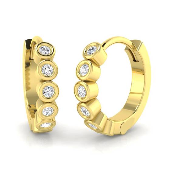 0.17ct SI2/G Round cut Diamond Hoop Earrings in 9k Yellow Gold