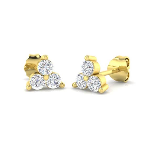 0.49ct SI2/G Round cut Diamond Drop Earrings in 18k Yellow Gold