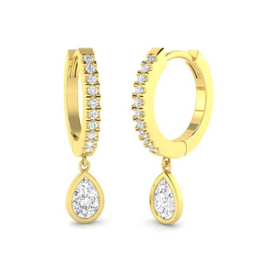 0.65ct SI2/G Round cut Diamond Drop Earrings in 18k Yellow Gold