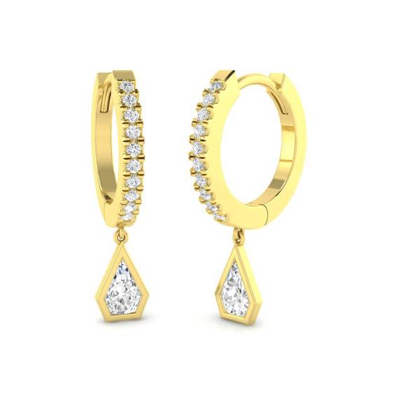 0.51ct SI2/G Hexagon cut Diamond Drop Earrings in 18k Yellow Gold