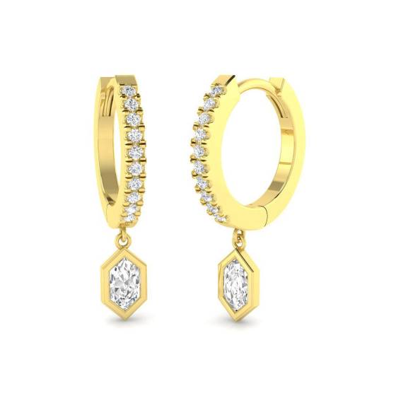 0.46ct SI2/G Round cut Diamond Drop Earrings in 18k Yellow Gold