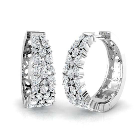 1.81ct SI2/G Marquise cut Diamond Hoop Earrings in 18k White Gold