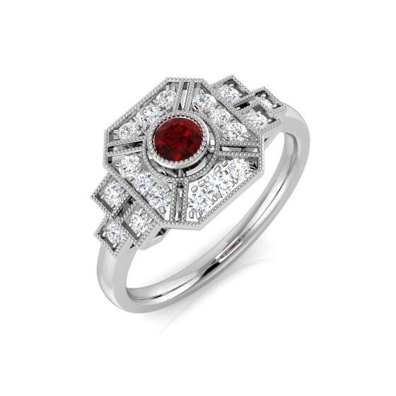 0.46ct SI2/G Round cut Ruby Gemstone Ring in Platinum