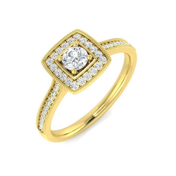 0.18ct SI2/G Round cut Diamond Vintage Ring in 9k Yellow Gold